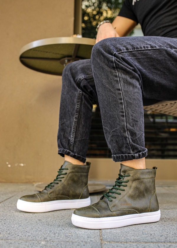 CH029 CBT Vulcanized Lace Up Erkek Bot HAKI