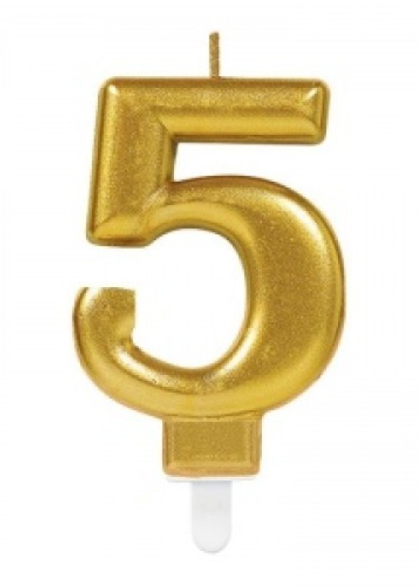 5 Rakamı Mum Gold Renk