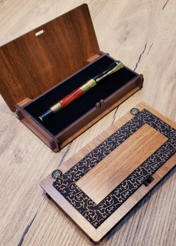 Premium Ahşap Deri Kutulu Metal Roller Kalem