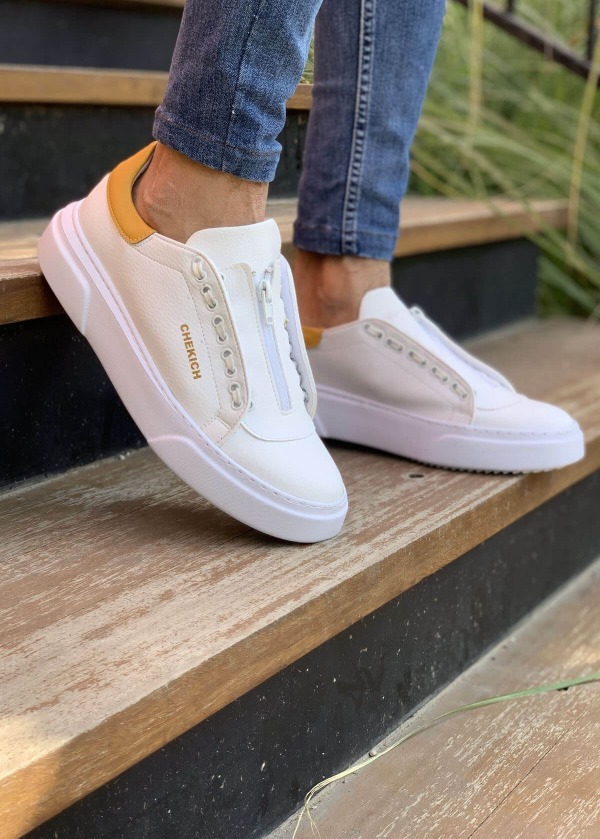 CH092 GBT Zip Style Erkek Ayakkabı BEYAZ/SARI