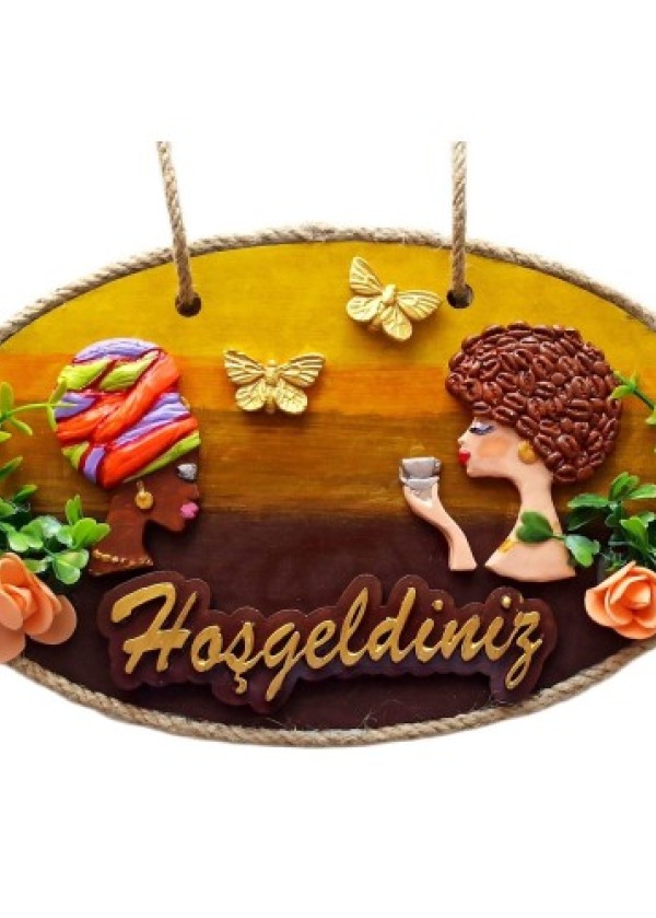 Keyifli Kadınlar El Yapımı Hoşgeldiniz Yazılı Kapı Süsü