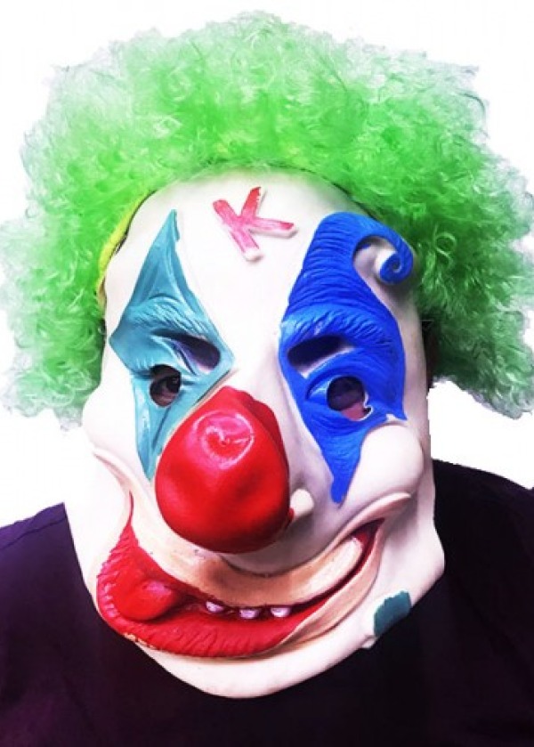 Yeşil Afro Peruklu Palyaço Maske
