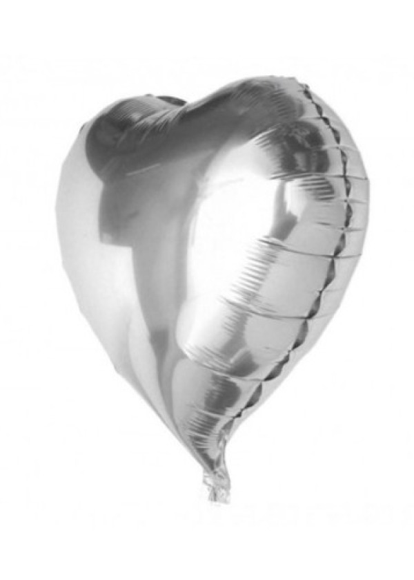 Gümüş Rengi Kalp Folyo Balon 60 Cm.