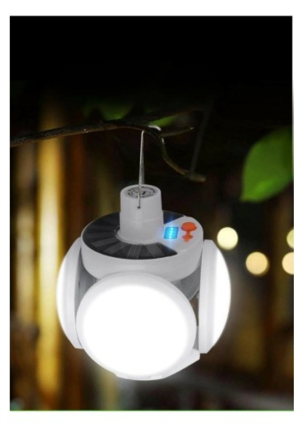 Solar Güneş Enerji Ve Usb Sarjlı 5 Kanatlı Bahçe Aydınlatma Led Askılı Pratik Kamp Lamba