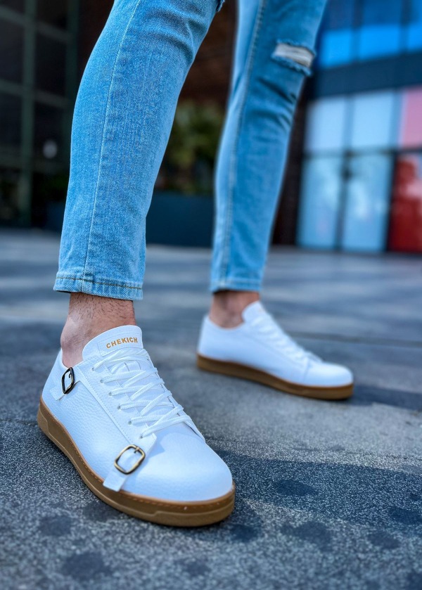 CH191 CKT Side Buckle Erkek Ayakkabı BEYAZ