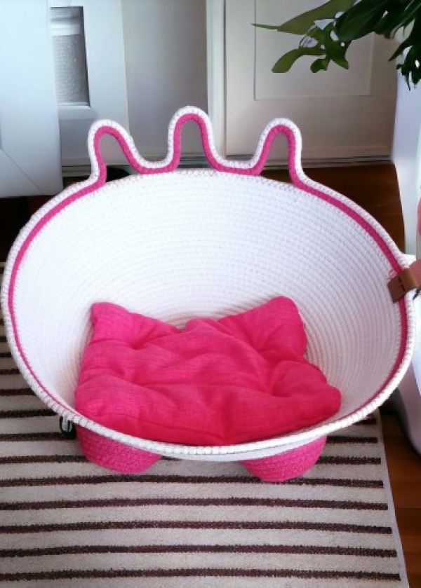 DECOHANDY 42 CM KEDİ YATAĞI - PEMBE BEYAZ