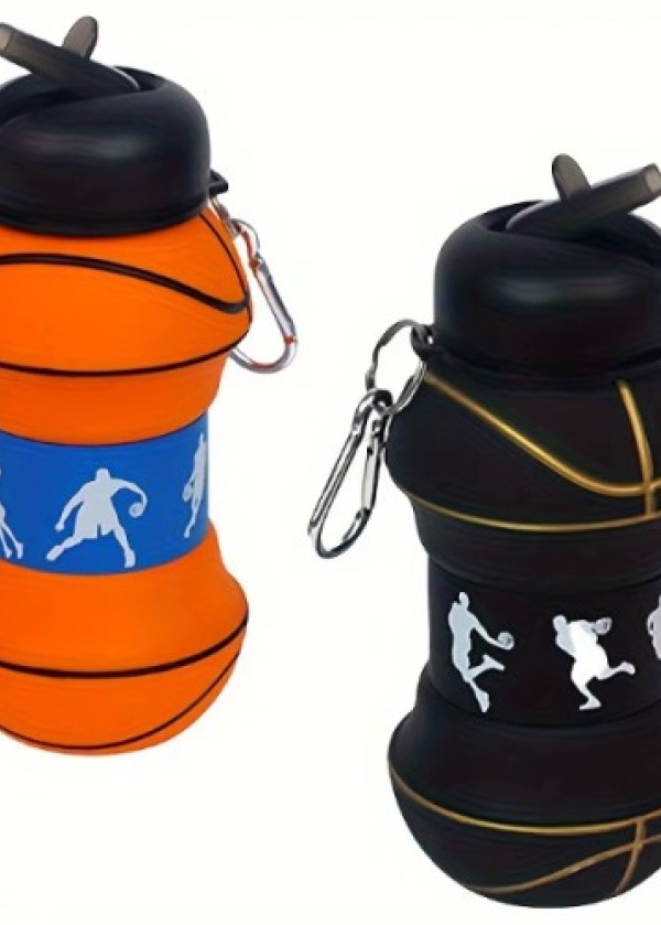 Basketbol Topu Tasarımlı Akordiyon Su Şişesi 