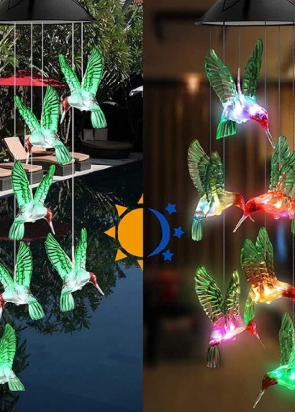Solar Led Işıklı Kuşlu Bahçe Dekoru 6 Ledli,Renkli Işık