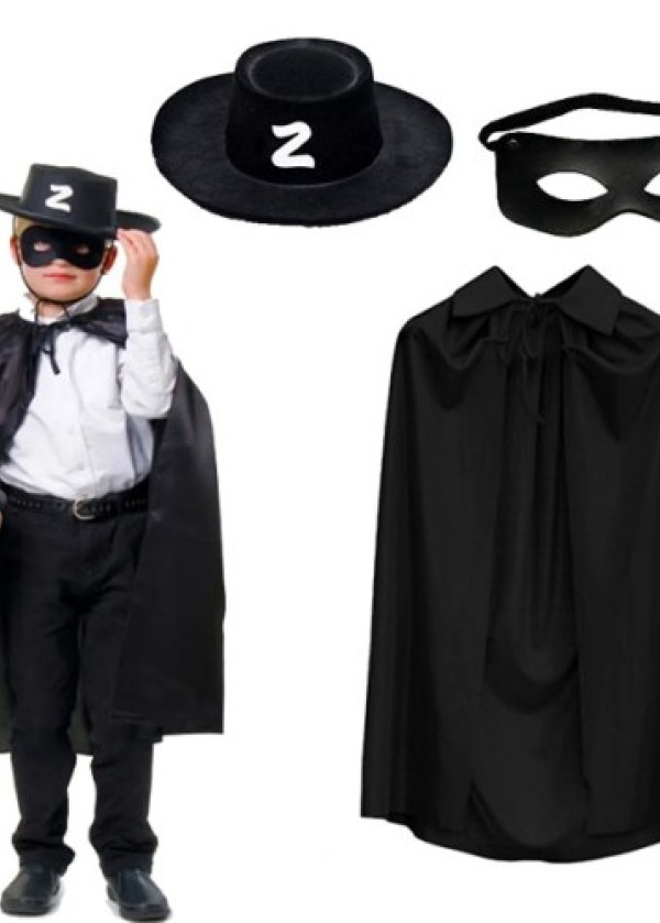Zorro Pelerin Şapkası ve Maske Seti Çocuk Boy