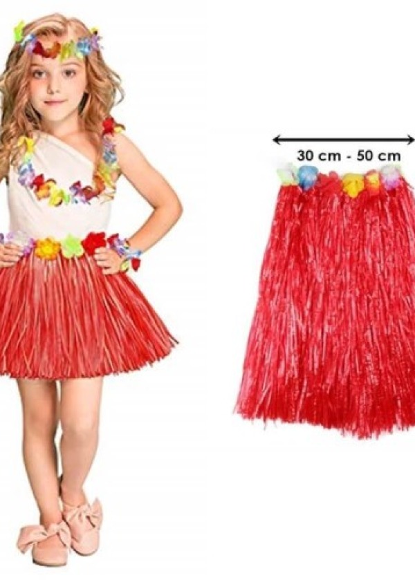 Hawaii Hula Eteği Kırmızı Renk 40 cm