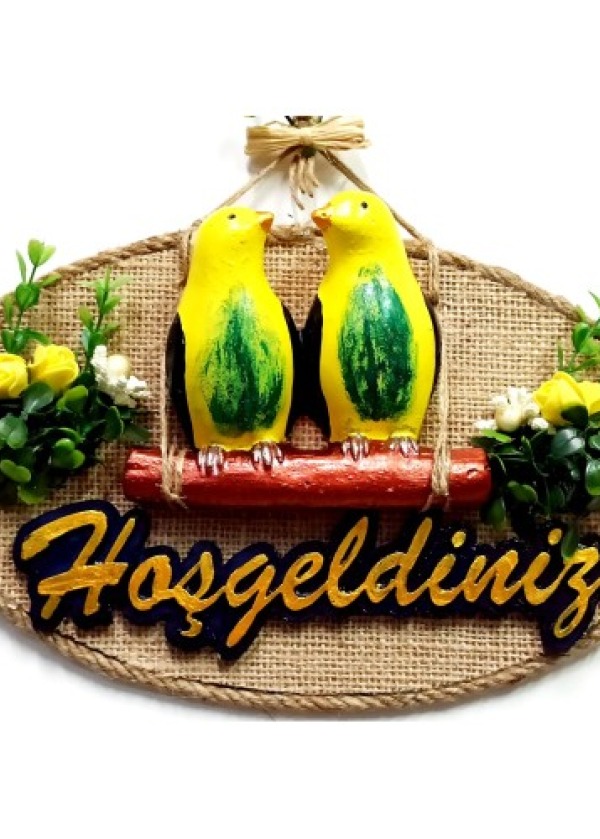 Muhabbet Kuşlu Hoşgeldiniz Kapı Süsü