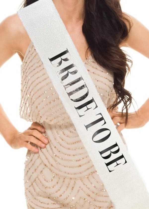Beyaz Gümüş Bride To Be Simli Kuşak Kemer 10 cm