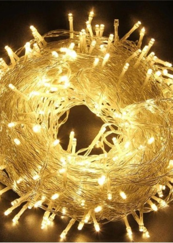10m 60 Led Gün ışığı 2 Kademeli Şeffaf Kablo Pilli