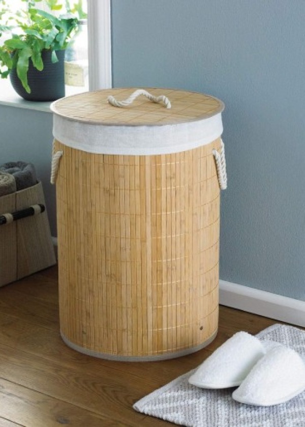 DecoHandy Yuvarlak Bambu Kirli Sepeti