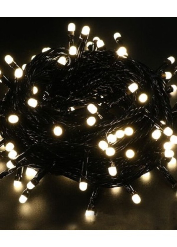 5m Boncuk Lamba Gün Işığı 8 Fonksiyon 100 Led Fişli Uzatma Kablolu siyah kablo