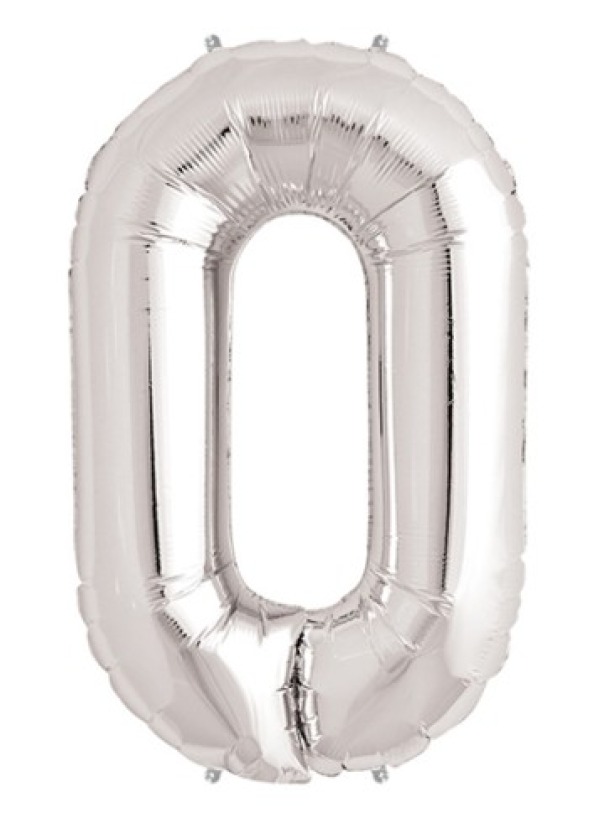 0 Rakam Folyo Balon Gümüş 40 inç