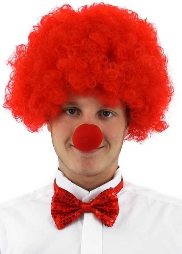 Kırmızı Renk Kıvırcık Afro Palyaço Seti