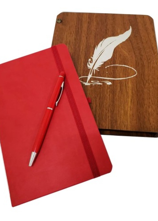 Dekoratif Hediyelik Ahşap Kutulu Defter Kalem