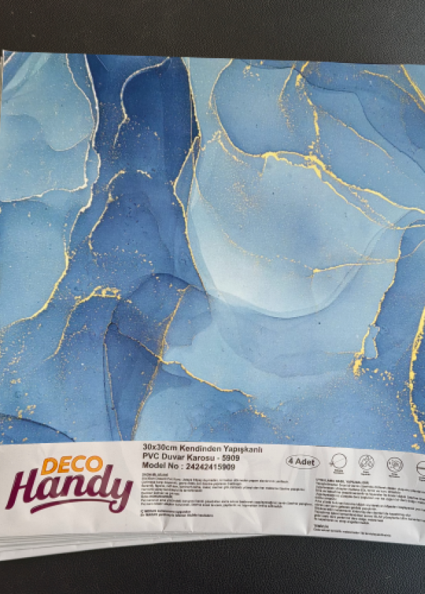 Decohandy 30x30 Cm Pvc Duvar Karosu 4'Lü Paket - Okyanus Mermer
