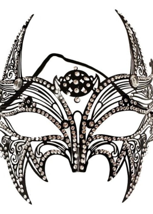 Siyah Lazer Kesim Kristal Taşlı Metal Lüks Maske