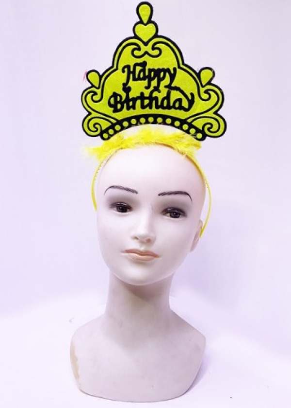 Happy Birthday Neon Sarı Taç