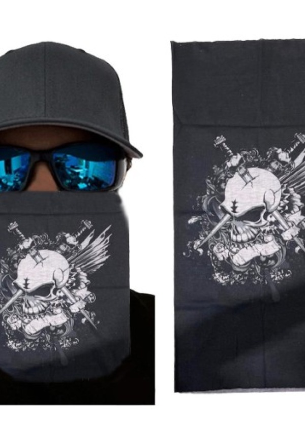 Siyah Beyaz Kafatası Baskılı Buff Bandana 25x48 cm