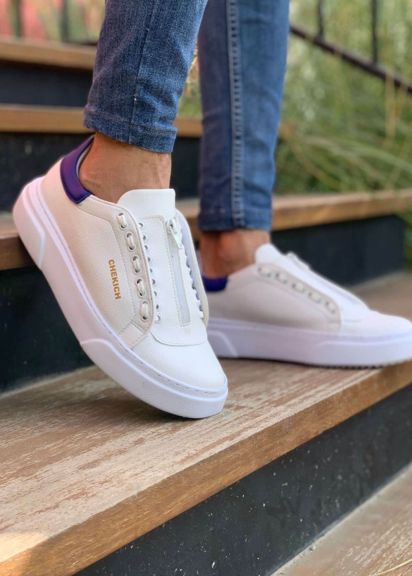 CH092 GBT Zip Style Erkek Ayakkabı BEYAZ/MAVI