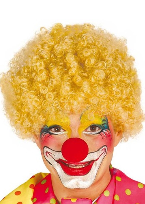 Sarı Renk Kıvırcık Afro Palyaço Seti