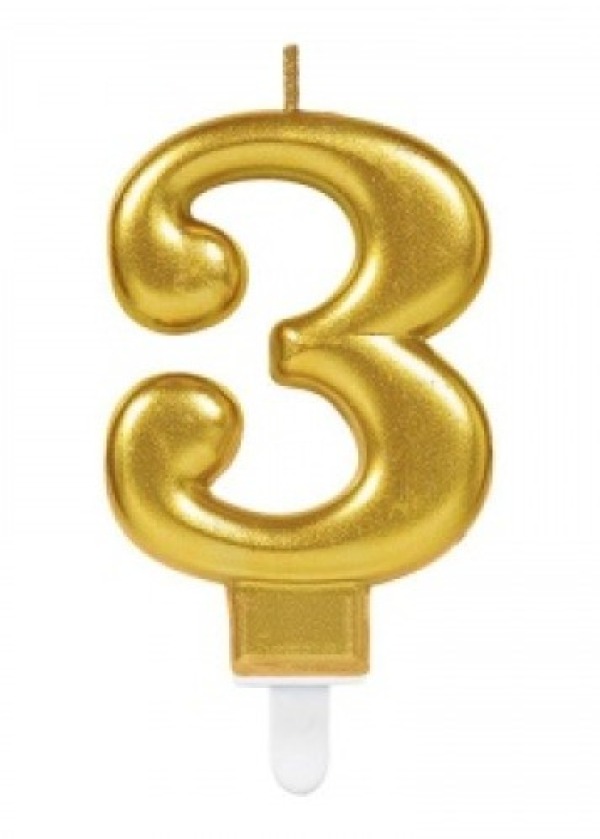 3 Rakamı Mum Gold Renk