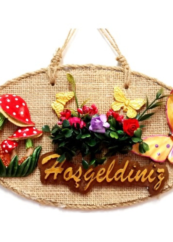 Hayat Bahçesi Hoşgeldiniz Yazılı Kapı ve Duvar Süsü
