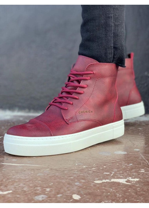 CH029 CBT Vulcanized Lace Up Erkek Bot BORDO