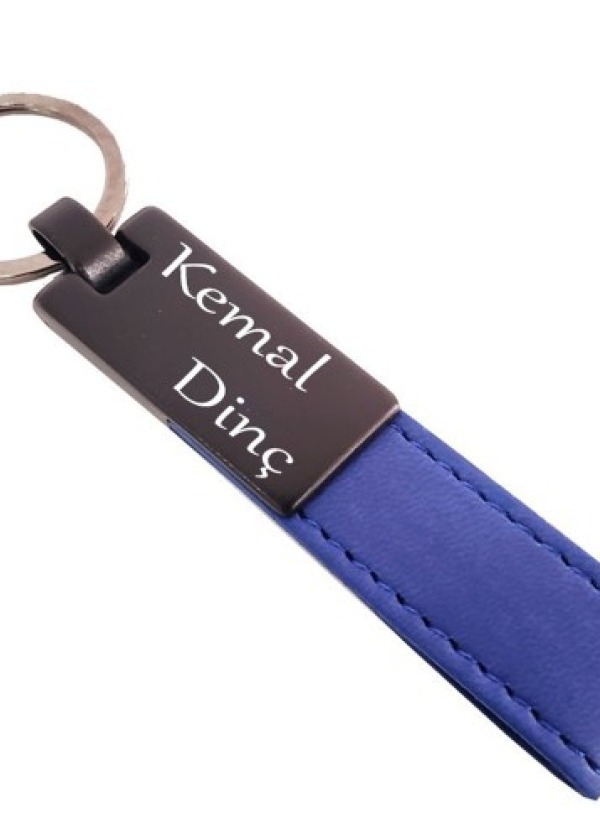 Lacivert Deri Metal Anahtarlık