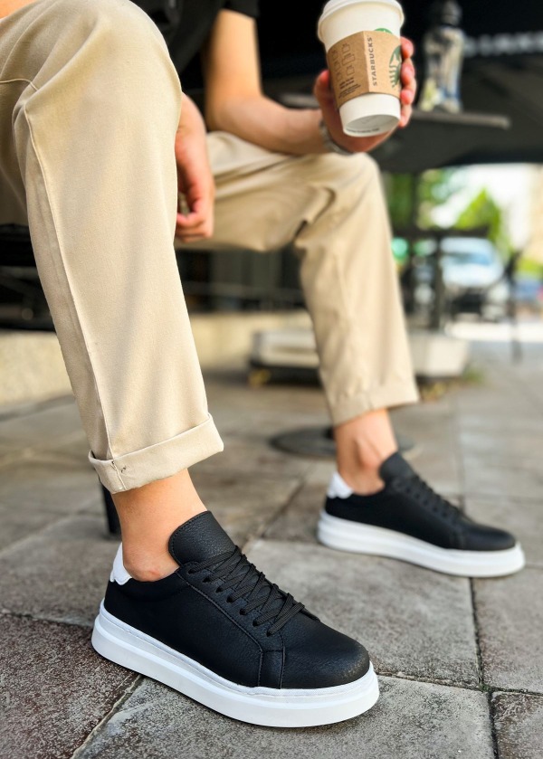 CH979 Santoni GBT Spor Erkek Ayakkabı SIYAH/BEYAZ