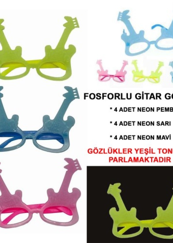 Fosforlu Gitar Glow Parti Gözlüğü 12 adet