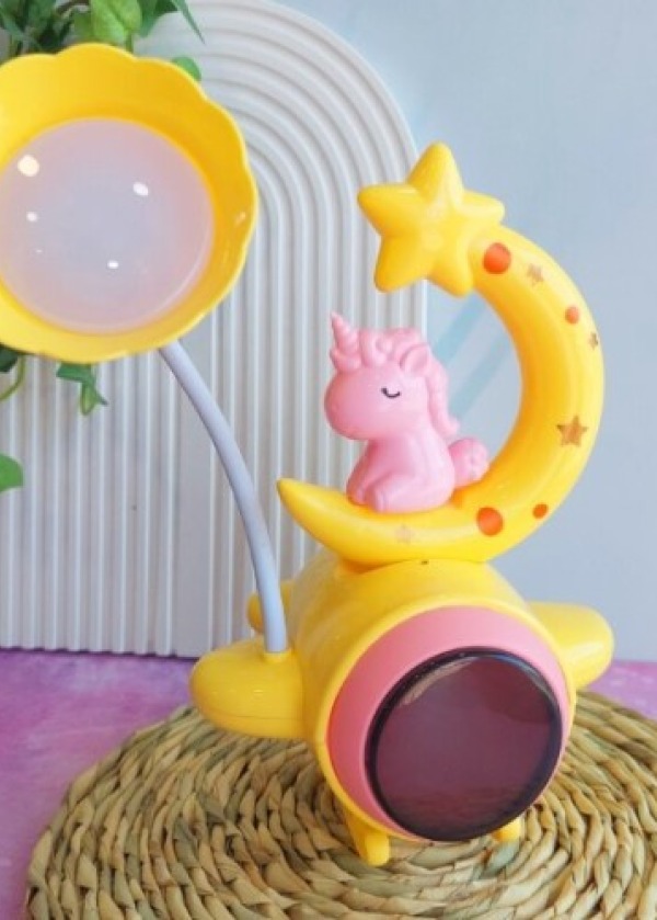 Çocuk Odası Ay ve Unicorn Desenli Gece Lambası