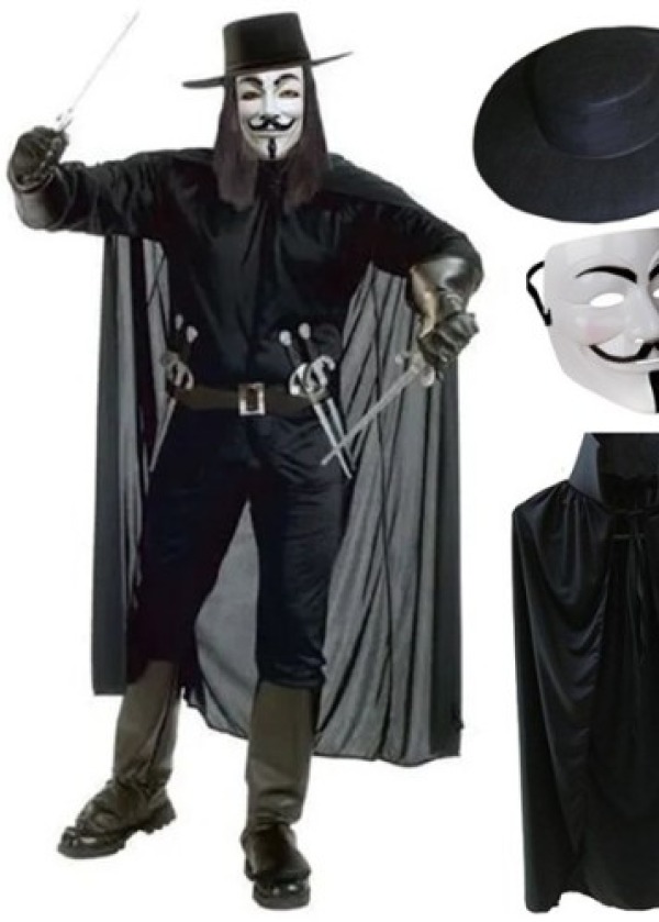 V For Vendetta Maskesi Şapka Pelerin Seti