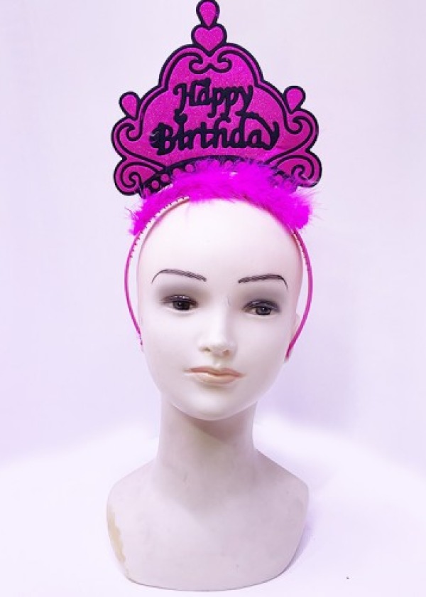 Happy Birthday Neon Fuşya Taç