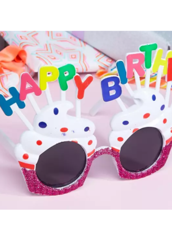 Happy Birthday Beyaz Fuşya Parti Gözlüğü