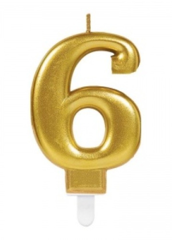 6 Rakamı Mum Gold Renk