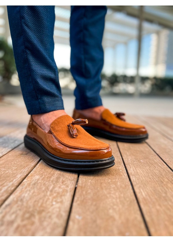 CH002 RST Loafer Verniciata Erkek Ayakkabı TABA