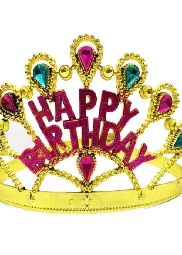 Altın Renk Happy Birthday Doğum Günü Tacı