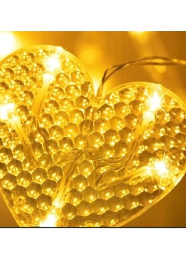 Kalp Perde Led 3m 6 Sıra 12 Adet Kalp Led ışık Gün Işığı