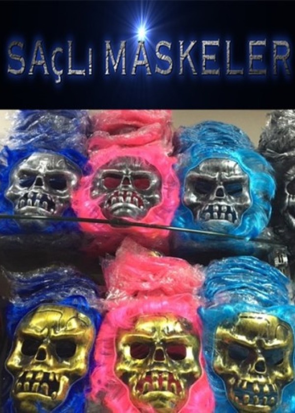 Saçlı İskelet Yüzlü Maskeler