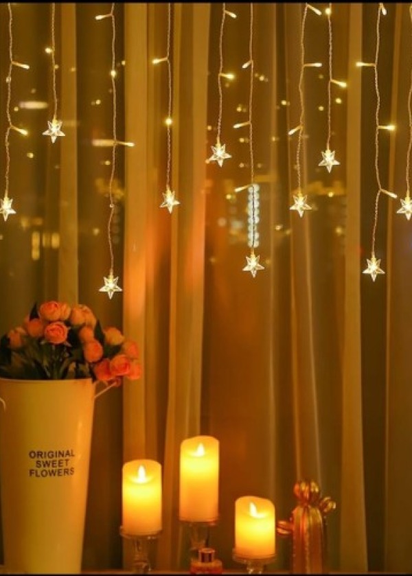Yıldız 4m 96 Led 19 Saçak 40-50-60cm Gün Işığı yıldız boyutu:7cm
