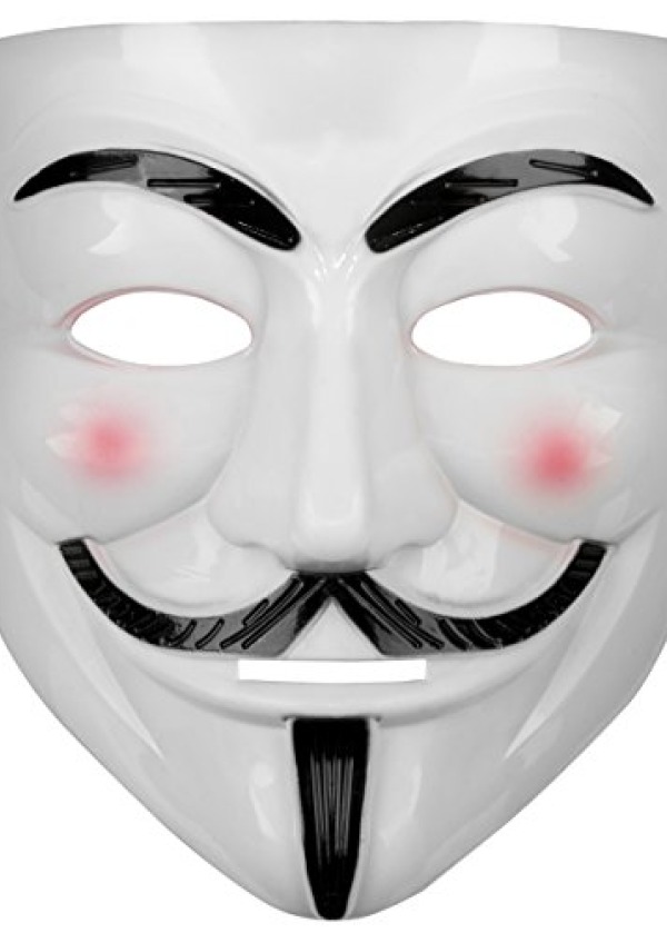 Beyaz Pembe Yanaklı V For Vendetta Maskesi
