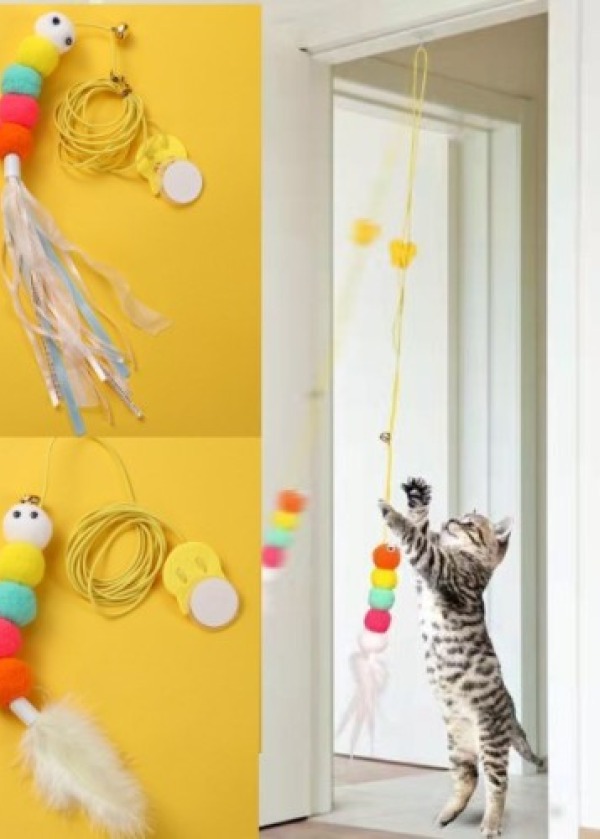 Elastik Yapışkanlı Kedi Oyun Oltası