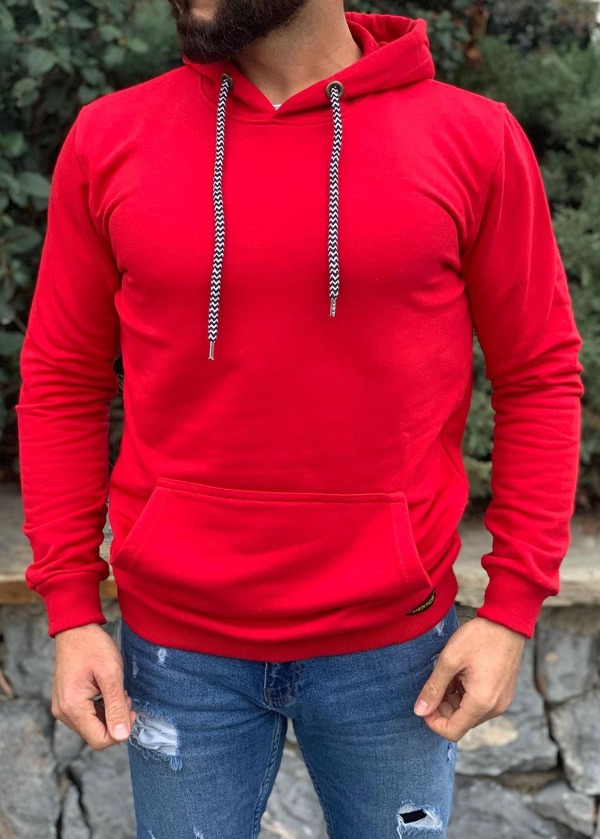 Kapüşonlu Sweatshirt KIRMIZI