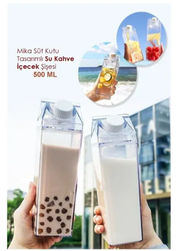 Süt Kutusu Tasarımlı İçecek Şişesi 