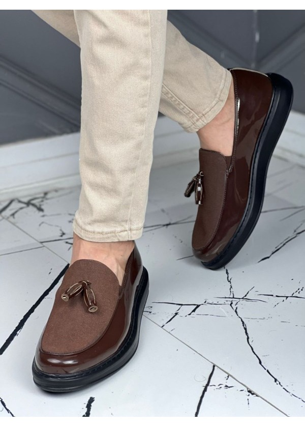 CH002 RST Loafer Verniciata Erkek Ayakkabı KAHVE