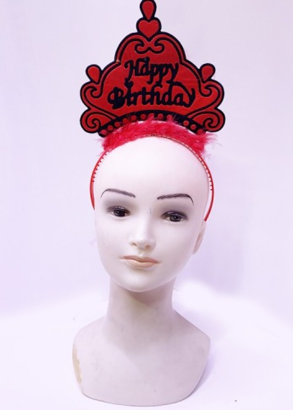 Happy Birthday Neon Kırmızı Doğum Günü Tacı